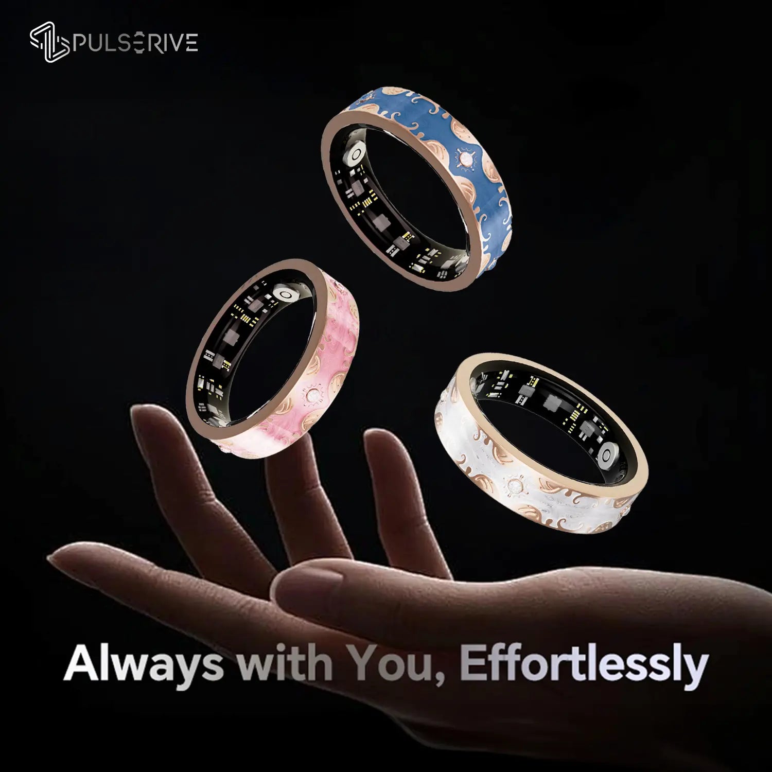 Pulserive Solara Smart Ring, Sleep Tracker, Activity & Fitness Tracker, Blood Pressure& Oxygen Tracker