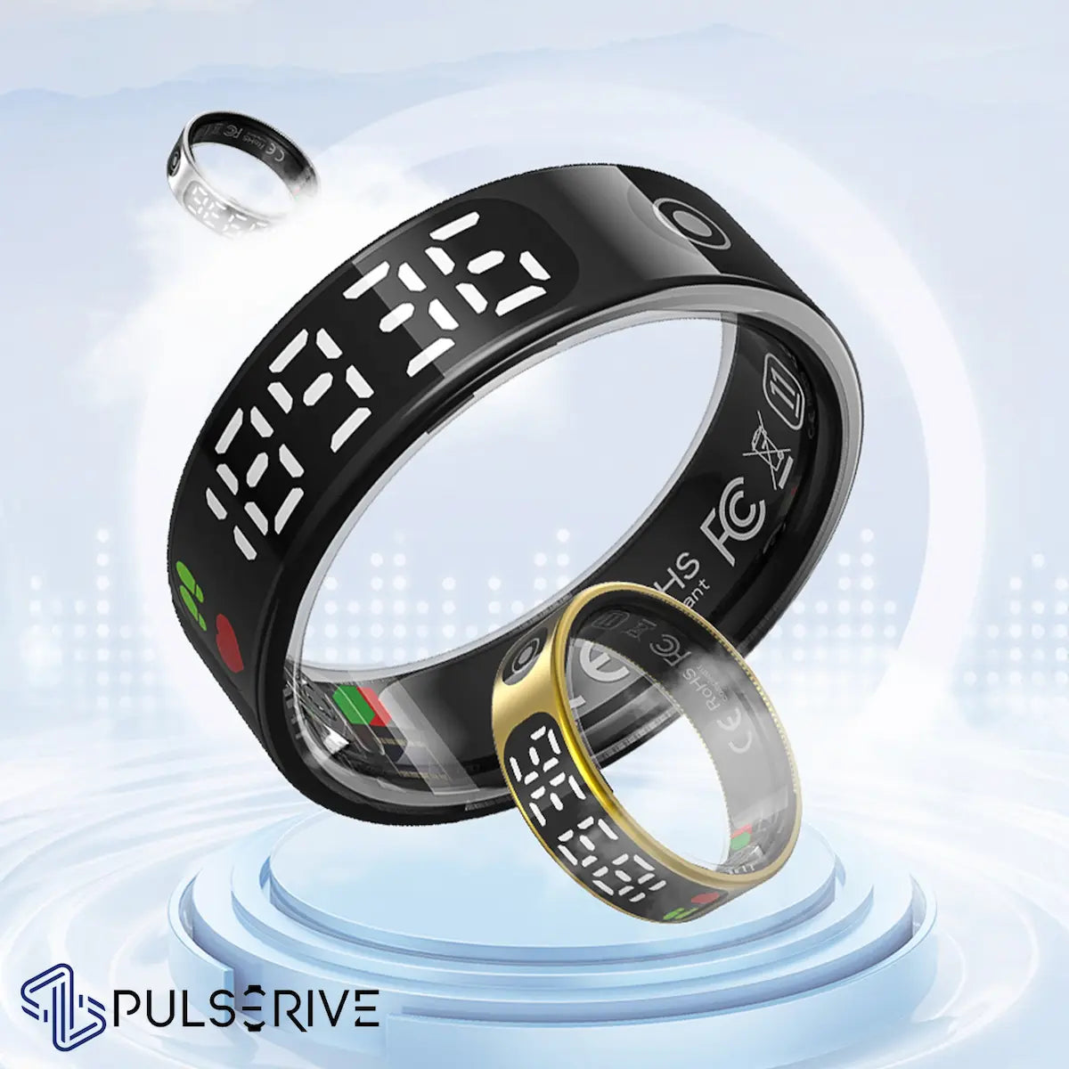Pulserive Halo Smart Ring, Built-in display Sleep Tracker, Activity & Fitness Tracker, Blood Pressure& Oxygen Tracker with Gesture control