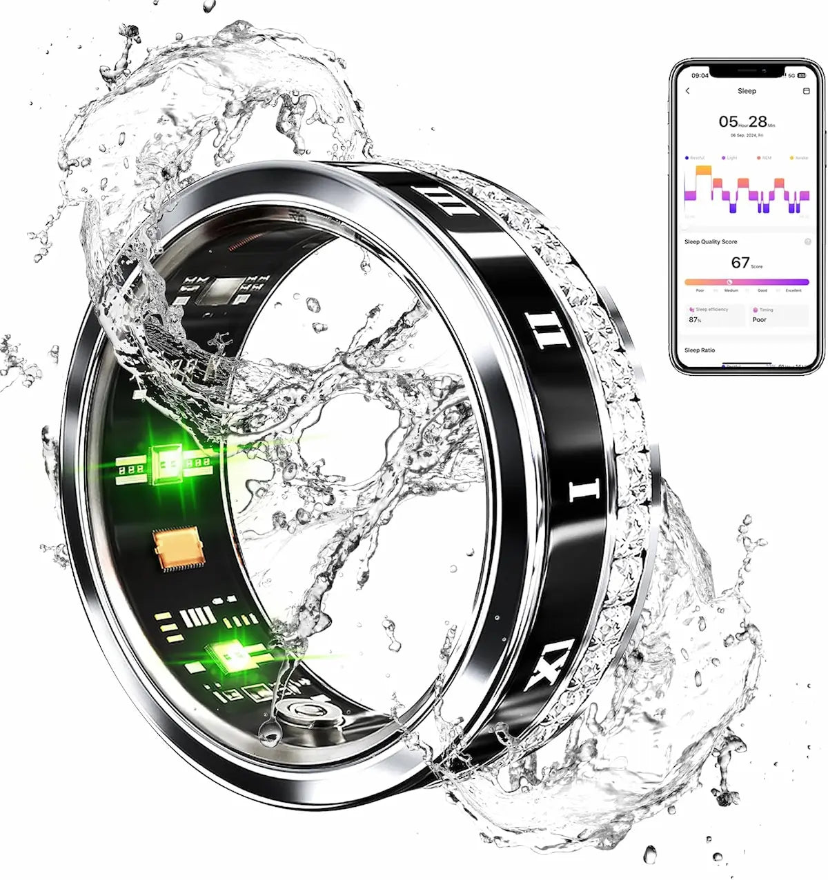 Pulserive Diamora series Smart Ring, Sleep Tracker, Activity & Fitness Tracker, Blood Pressure& Oxygen Tracker